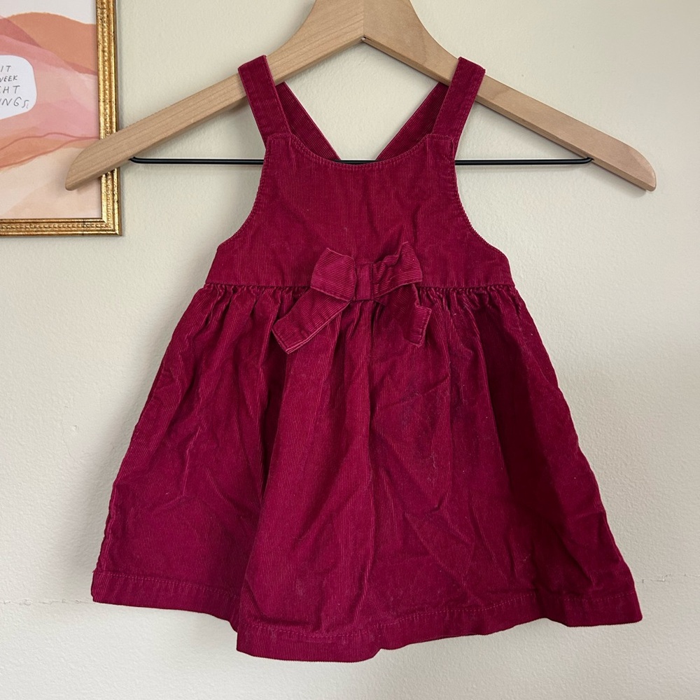 Carter's Deep Berry Corduroy Pinafore with Bow Strap